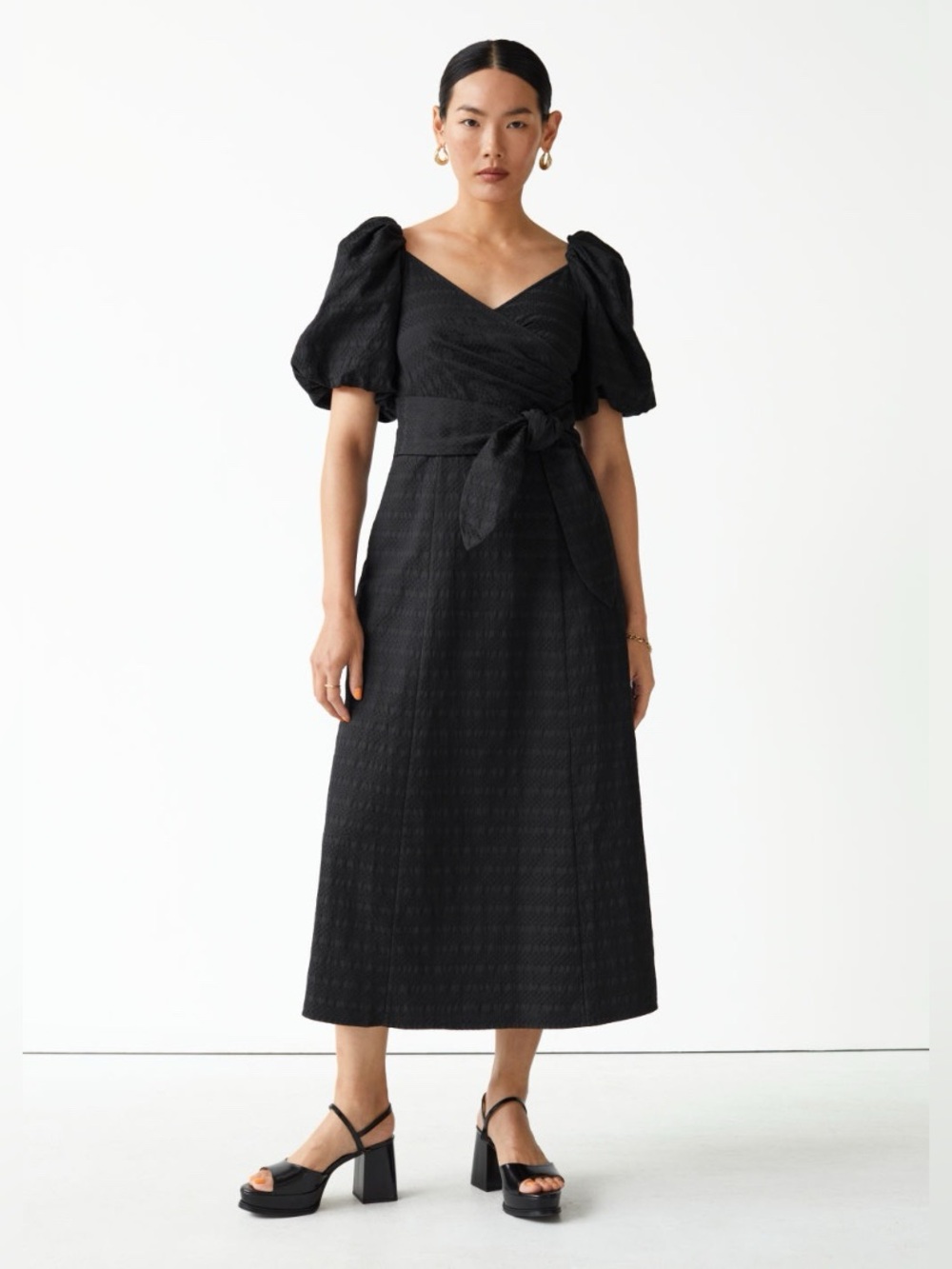 & Other Stories Puff Sleeves Midi Dress